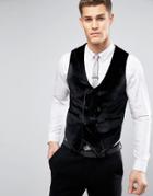 Asos Super Skinny Vest In Black Velvet - Black