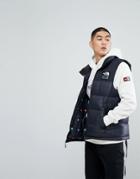 The North Face International Limited Capsule Nuptse Down Tank In Black Flag Print - Black