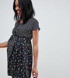Asos Design Maternity Nursing Mini Wrap Dress In Mixed Print - Multi
