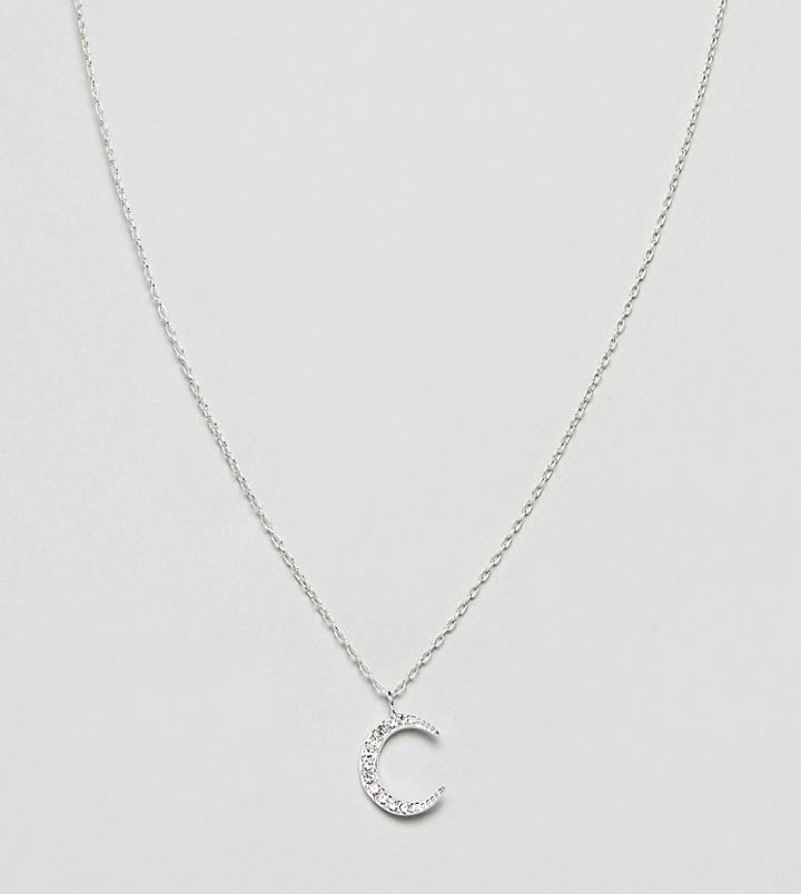 Accessorize Sterling Silver Swarovski Half Moon Stud Necklace - Silver