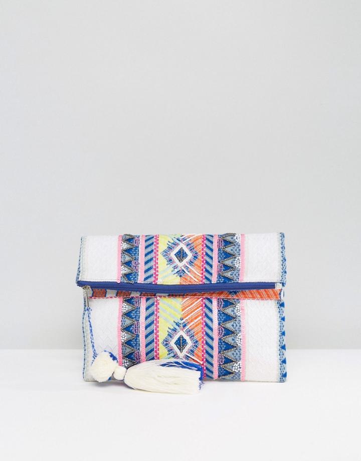 America & Beyond Blue Radiance Clutch Bag - Cream