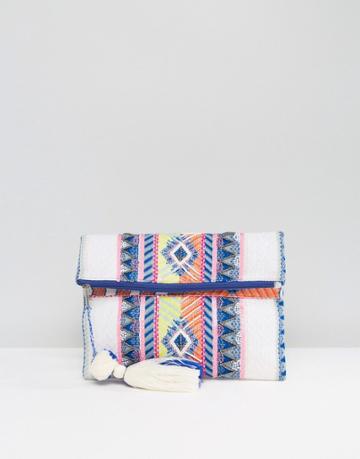 America & Beyond Blue Radiance Clutch Bag - Cream
