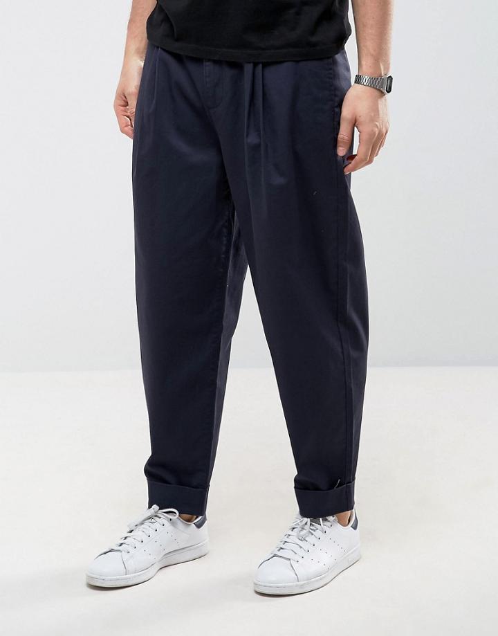 Asos Wide Balloon Pants In Navy - Navy