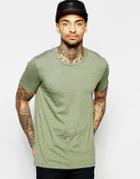 Asos T-shirt With Crew Neck In Light Green Marl - Moss Marl