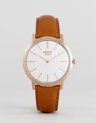 Henry London Tan Leather Watch With Gold Dial - Tan