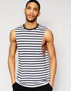 Asos Stripe Sleeveless T-shirt With Dropped Armhole