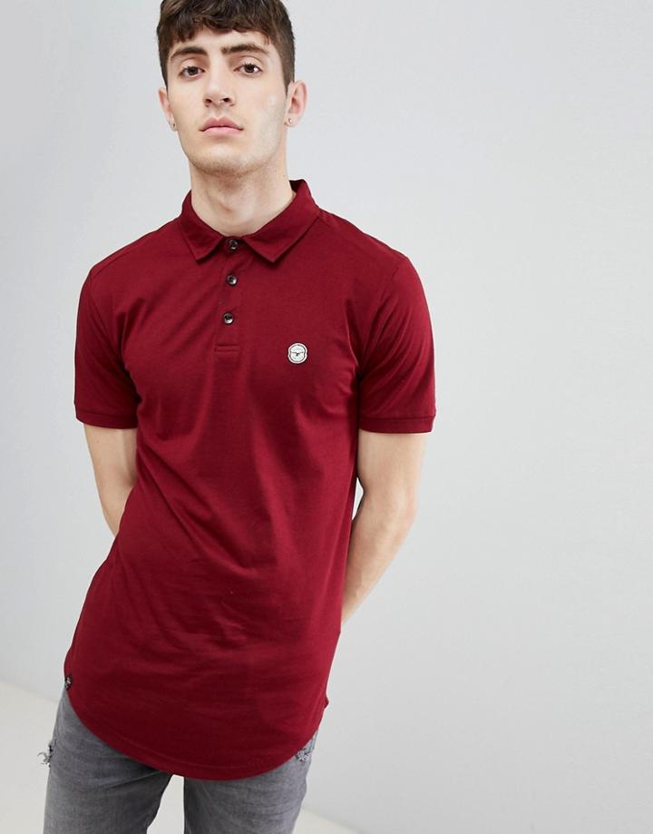 Le Breve Curved Hem Polo With Back Panelling - Red