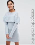 Asos Petite Sweater Dress With Ruffle - Blue