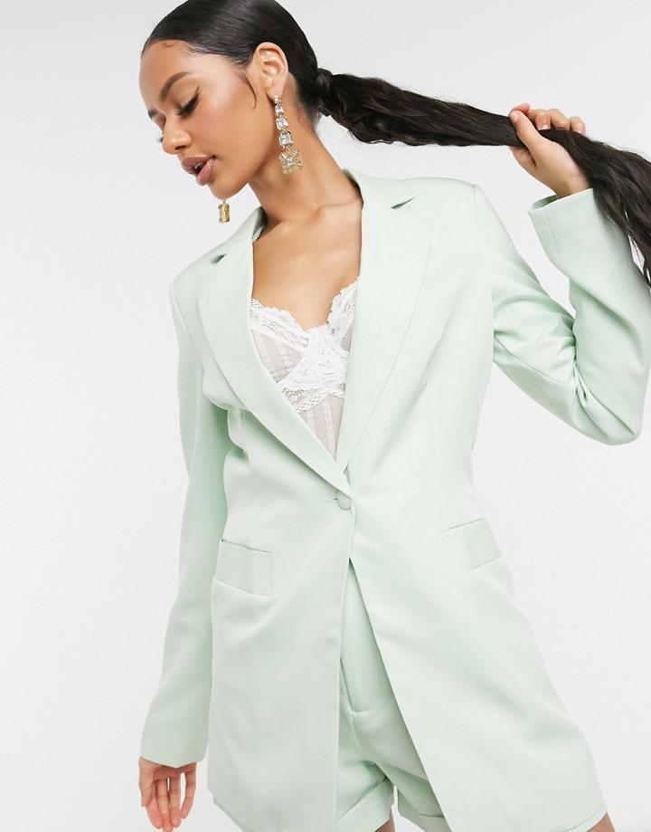 Unique21 Tailored Single Button Blazer In Sage Green