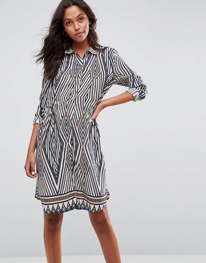 Vila Oversized Geo Printed Dress - Navy
