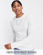 Asos Design Muscle Fit Wide Rib Sweater In White