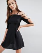 Love Cage Sleeve Dress - Black