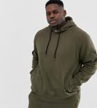 Another Influence Plus Ribbed Panel Overhead Hoodie-green