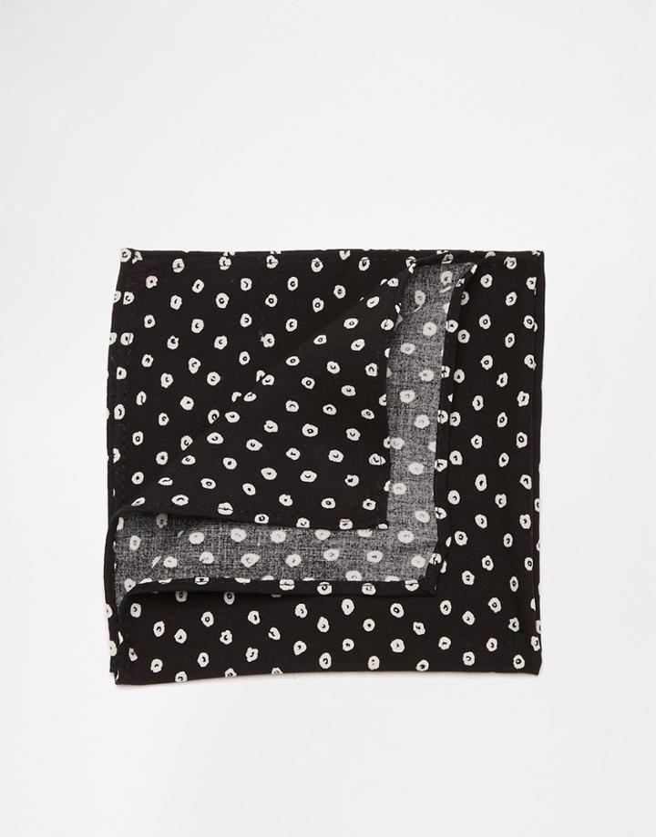 Asos Pocket Square In Black Dot Design - Black