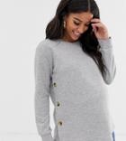 Asos Design Maternity Nursing Sweat With Button Sides - Gray