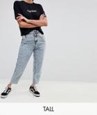 Noisy May Tall Acid Wash Mom Jeans - Blue