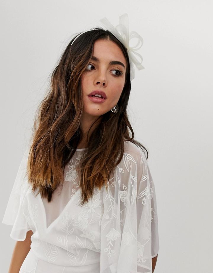 Asos Design Simple Hair Fascinator Headband In Cream