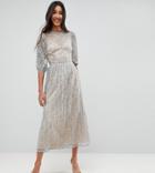 Little Mistress Tall All Over Lace Maxi Dress With Balloon Sleeve Detail - Green