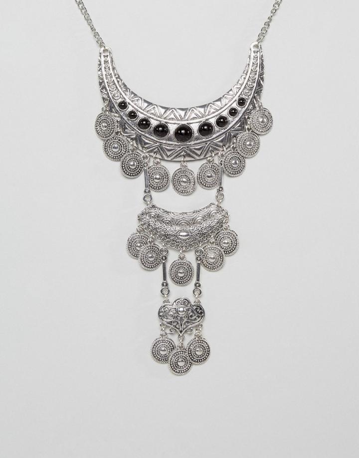 Ruby Rocks Statement Necklace - Silver
