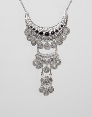 Ruby Rocks Statement Necklace - Silver