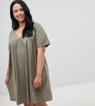 Asos Design Curve Ultimate Cotton Smock Dress - Green