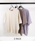 Asos Design 3 Pack Organic Cotton Blend Oversized T-shirt In Multi