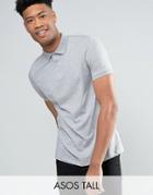 Asos Tall Polo Shirt In Gray Marl - Gray