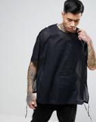 Asos Oversized Over The Head Shirt In Black Sheer Cotton - Black