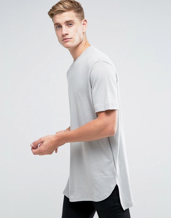Kiomi Longline Heavyweight T-shirt With Step Hem In Khaki - Green