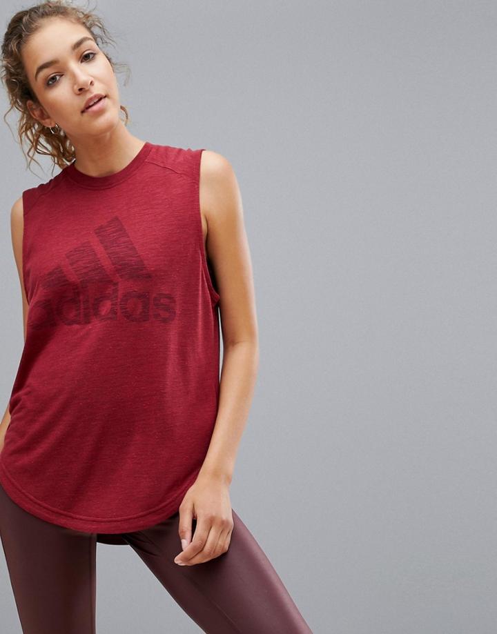 Adidas Training Tank In Burgundy - Red