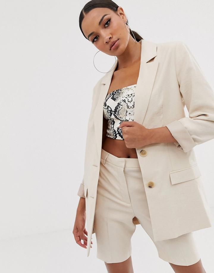 Asos Design City Suit Blazer In Stone