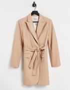 Unique21 Pu Blazer Dress In Beige-pink