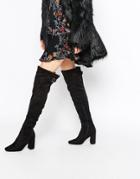 Truffle Collection Harp Mid Heeled Over The Knee Boots - Black Suede