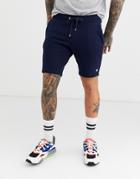 Asos Design Jersey Skinny Shorts In Navy With Triangle