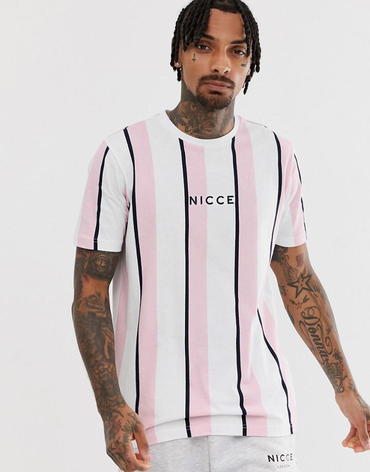 Nicce Stripe T-shirt In Pink - Pink