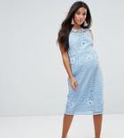Asos Maternity Premium Lace Midi Dress - Blue