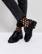 Asos Moore Chunky Lace Up Flat Shoes - Black