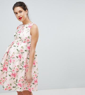 Chi Chi London Maternity Printed Jacquard Dress - Multi