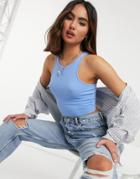 Free People High Neck Ribbed Tank Top-blues