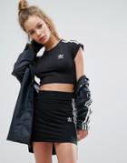 Adidas Originals Black Three Stripe Cropped Top - Black