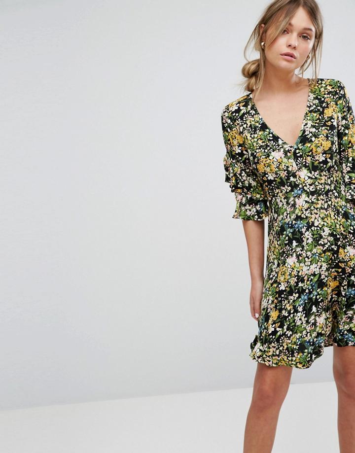 Warehouse Painted Meadow Tea Dress - Multi