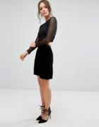 Warehouse Velvet Mini Skirt - Black