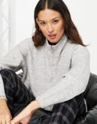 Vero Moda Zip Funnel Neck Sweater In Gray-grey