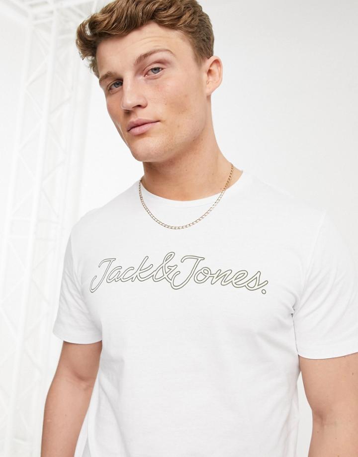 Jack & Jones Chest Branding Logo T-shirt In Optical White