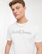 Jack & Jones Chest Branding Logo T-shirt In Optical White