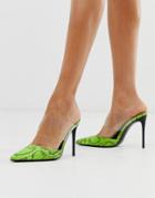 Truffle Collection Stiletto Pointed Clear Strap Shoes In Snake