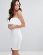 Oh My Love Bandeau Frill Dress - White