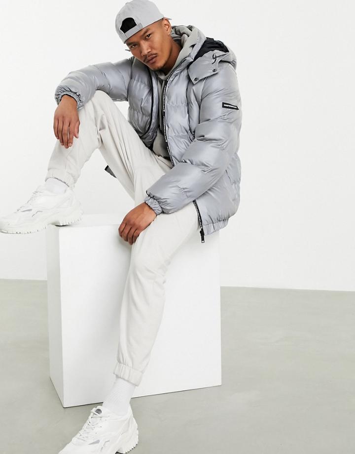 Good For Nothing Reflective Puffer Jacket In Silver