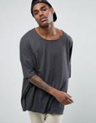 Asos Extreme Oversized T-shirt With Scoop Neck - Gray