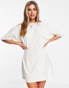 Missguided Cinched Waist T-shirt Mini Dress In Stone-neutral